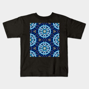 Blue and Gold Beadwork Inspired Fashion Print Kids T-Shirt